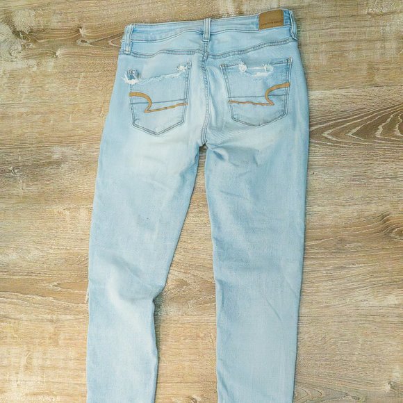 American Eagle Super Stretch Ripped Jeans Size 4 x-long - Picture 2 of 4